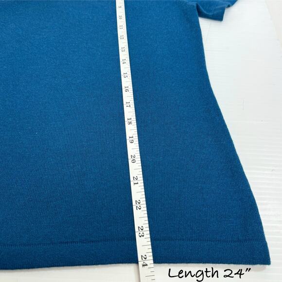 Asymmetric One Shoulder Sweater L Silk Cashmere Blend Blue Short Sleeve Y2k VTG - Picture 7 of 11